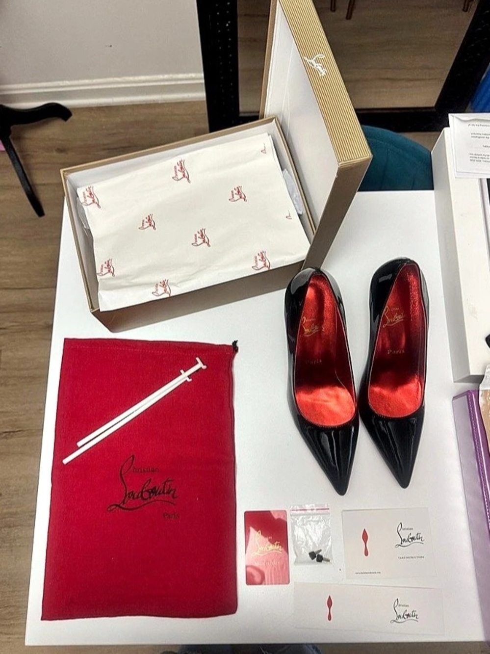 Christian Louboutin Hot Chick Sling High Heeled Shoes in Black & Red EU 42